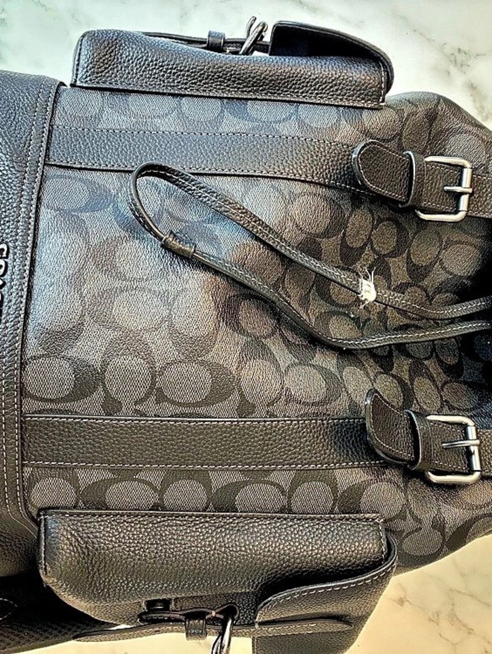 COACH League Flap Backpack in Signature Canvas Black & Brown